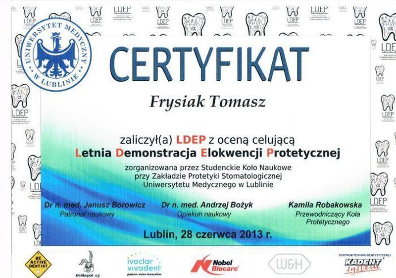 certyfikat stomatologiczny 10